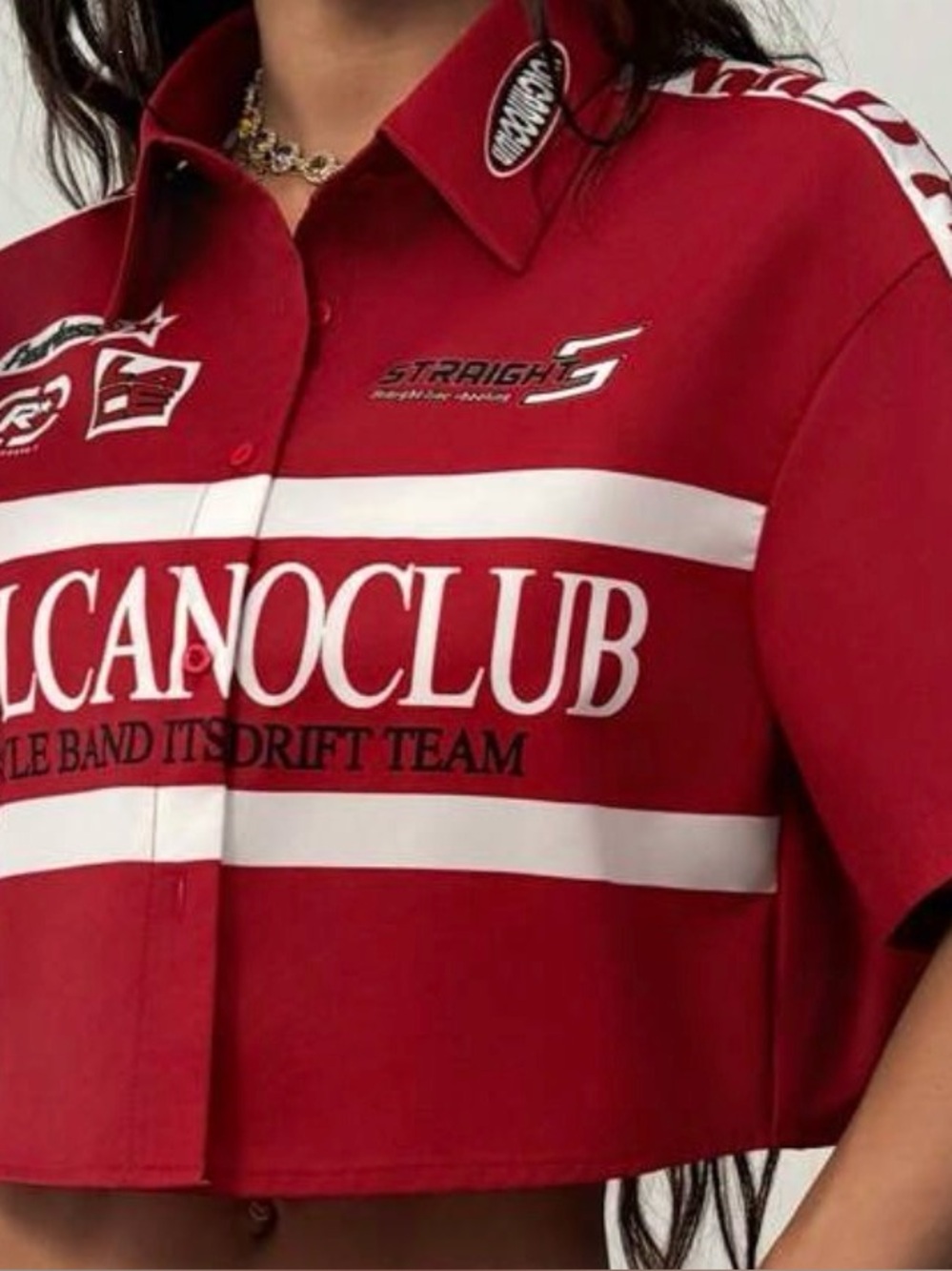 VolcanoClub Red Racing Crop Shirt